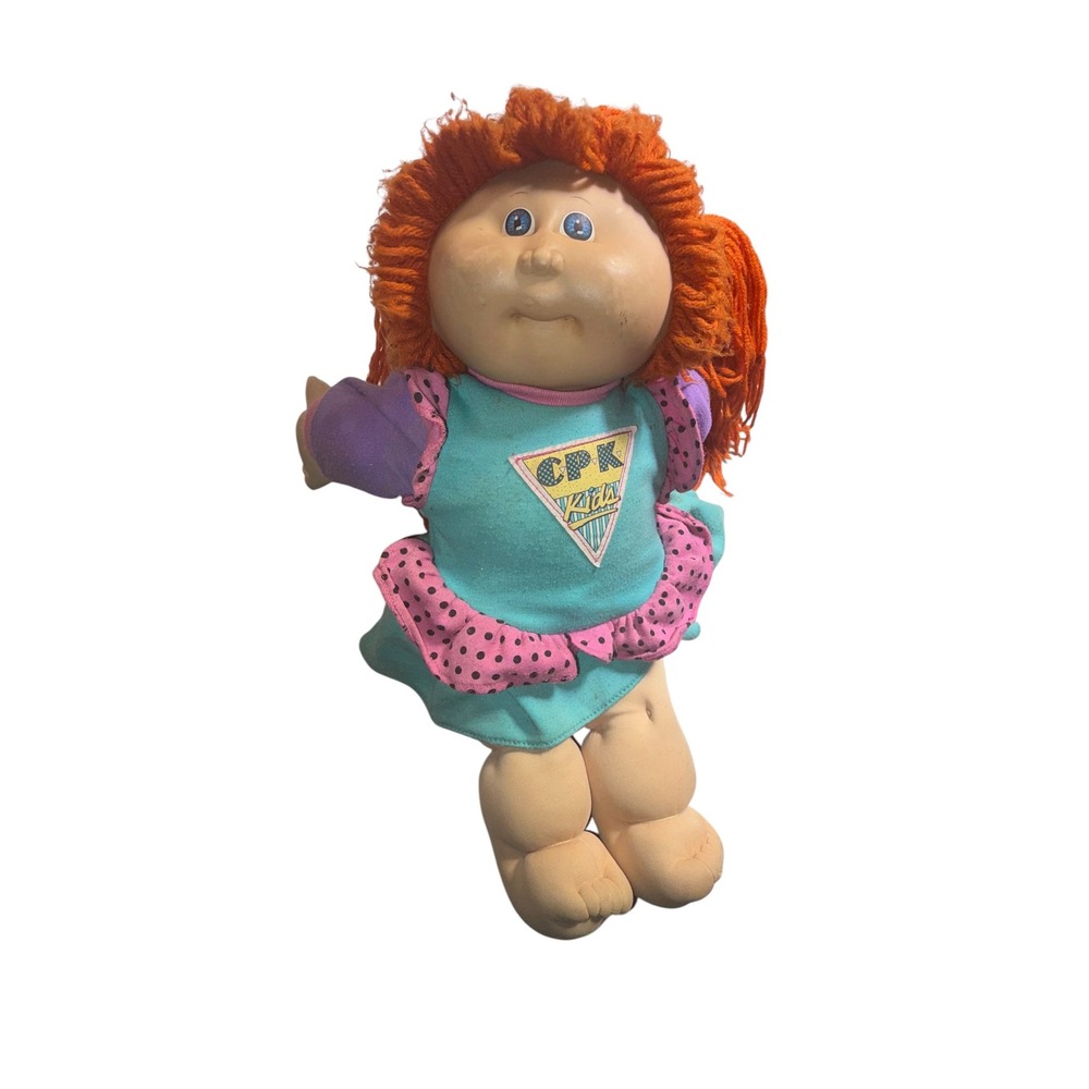 Vintage 1982 Cabbage Patch Kids Doll Coleco Orange Yarn Hair Blue Eyes Outfit